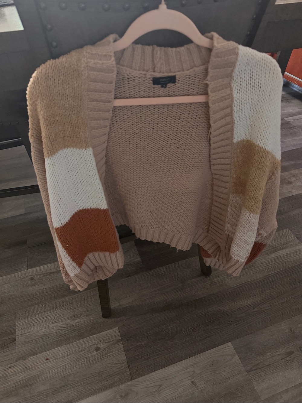 Cozy Colorblock Open-Front Women's Sweater Cardigan - Beige